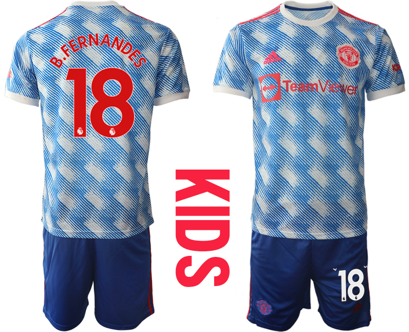 Youth 2021-2022 Club Manchester United away blue #18 Soccer Jersey